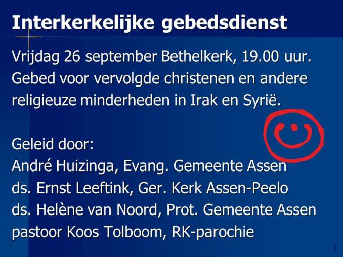 2014-09-26 Interkerkelijke gebedsdienst christenvervolging ISIS
