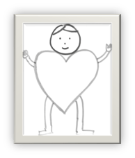 Hoofd hart handen ingelijst